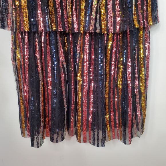 Self-Portrait Striped Sequin Midi Dress - Picture 9 of 14